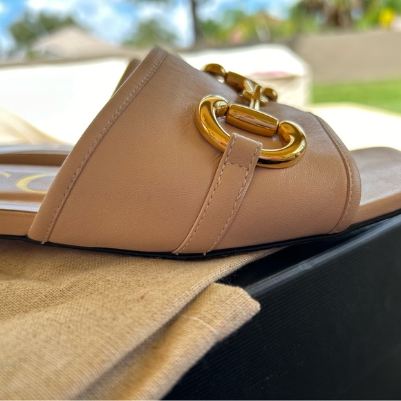 Gucci horse bit leather slide sandals  sz35 - Picture 9 of 14